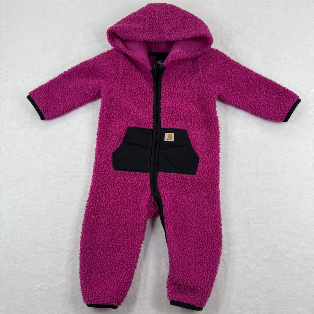 Carhartt Kids Pink Sherpa Fleece Hooded Bunting One Piece 9M OX9718-G